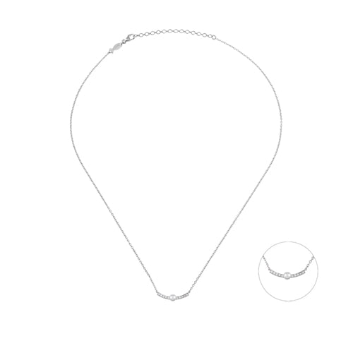 Silver Pearl Arc Necklace