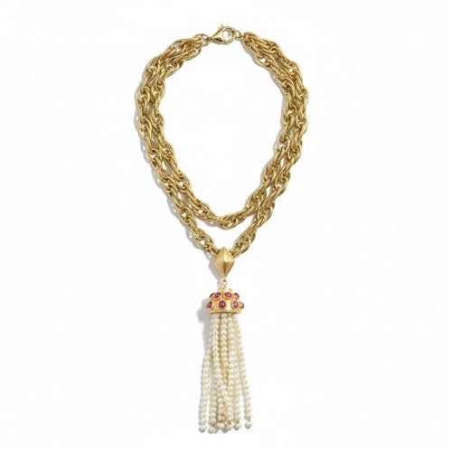 Luxe Rhodonite Pearl Necklace
