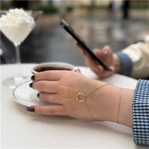 Gold Eternity Halo Hand Cuff