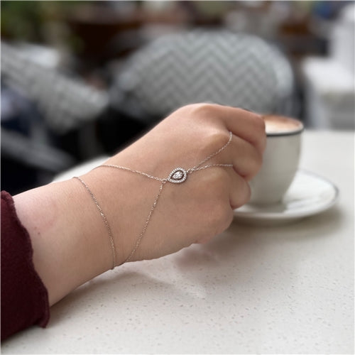 Silver Glow Drop Hand Cuff