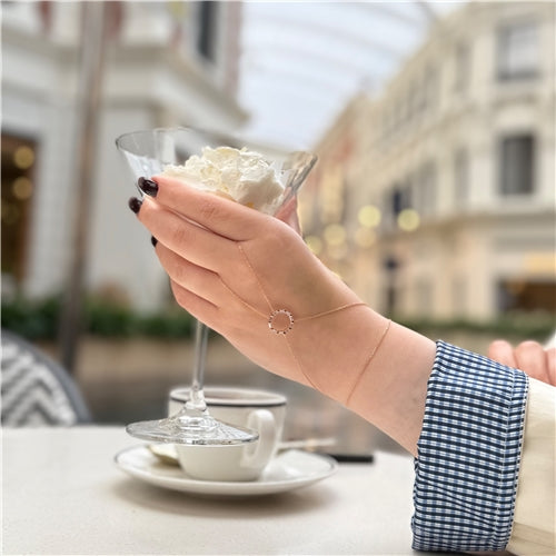 Rose Gold Eternity Halo Hand Cuff