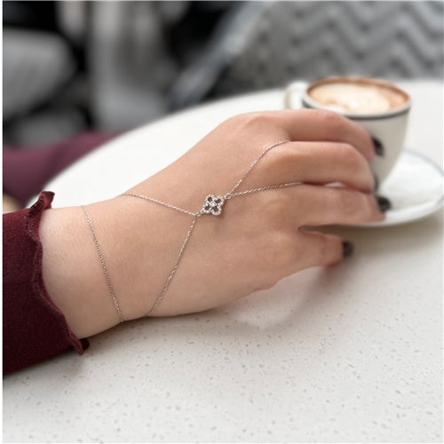 Silver Fleur Charm Hand Cuff