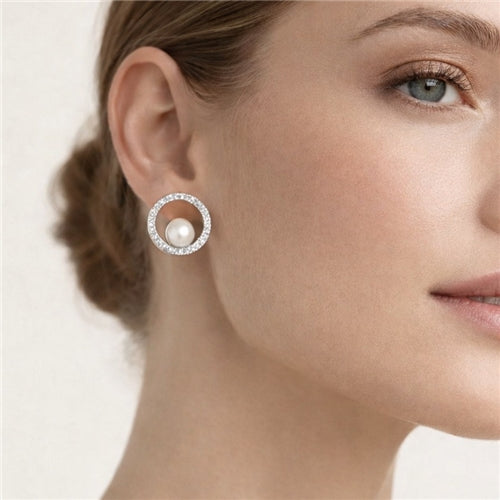 Silver Pearl Aura Earrings