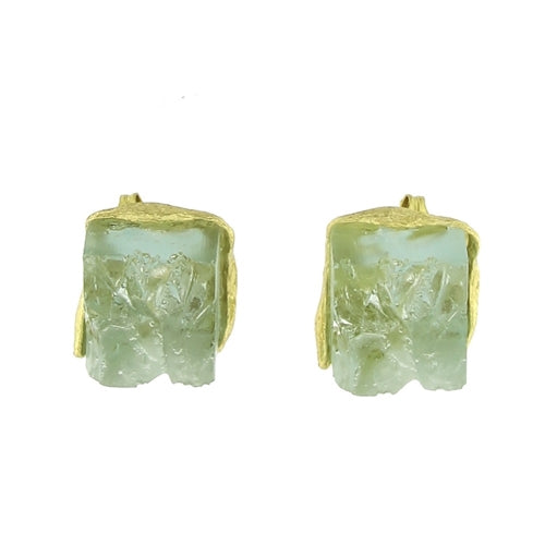 Aqua golden slice earrings