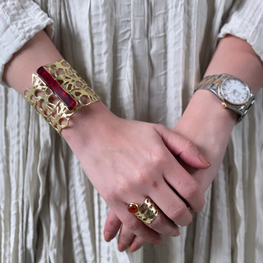 Red long stone Cuff