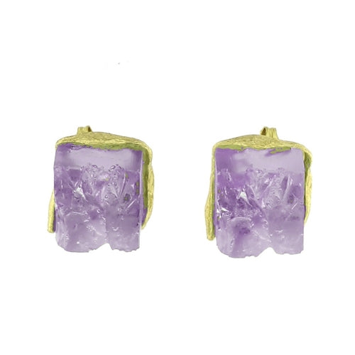 Amethyst golden slice earrings
