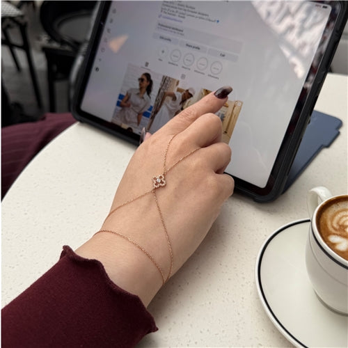 Rose Gold Fleur Charm Hand Cuff