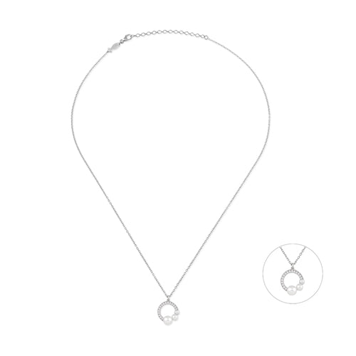 Silver Pearl  Halo Necklace