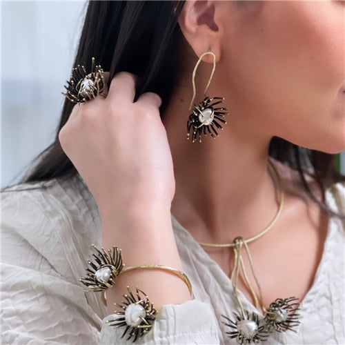 Black daisy Earrings